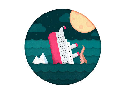 Titanic Alternate Ending badge design icon iconography illustration