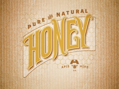 Apis Hive :: Honey Logotype bee beeswax busy comb custom design gold golden graphic hive honey honeycomb industrious industry innovative jar logotype old organic paper pollen retro sweet toast type typography vintage wax worker yellow