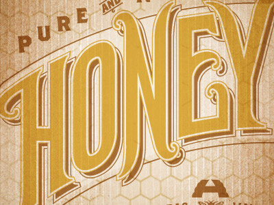 Apis Hive :: Honey Logotype :: Zoom bee beeswax busy comb custom design gold golden graphic hive honey honeycomb industrious industry innovative jar logotype old organic paper pollen retro sweet toast type typography vintage wax worker yellow