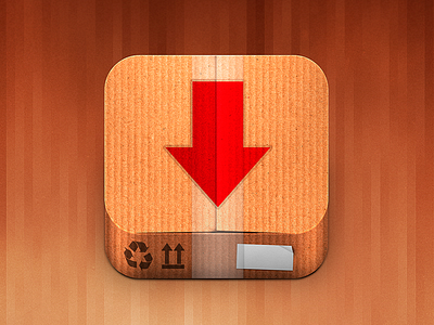 Cardboard Box Icon 3d box button concept design graphic graphic design illustration ios iphone pixel render web wood