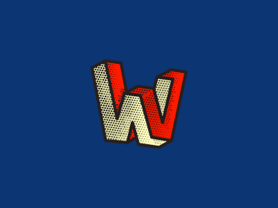 W angular bold comic duotone escher geometry graphic lettermark lichtenstein logomark pattern twisted w