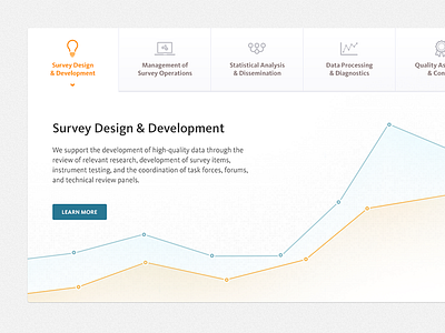 Survey Design & Development arrow blue button chart data gradient graph icons line graph orange services survey tabs ui ux vector website