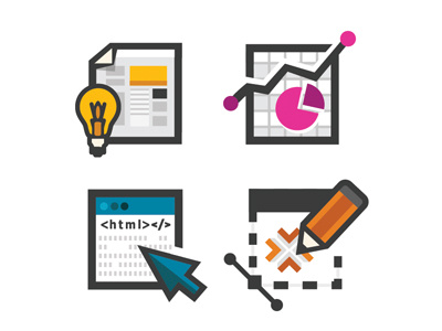 Icons agency browser chart code design development graph html icons illustrator light bulb logo marketing pencil photoshop pointer process strategy vector window