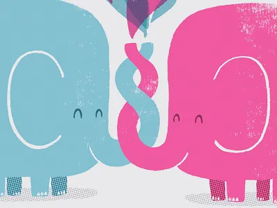 Elephant Love animals collection colour greetings cards retro