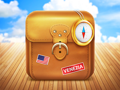 Travel app icon app bag icon ios ipad iphone leather sky store travel