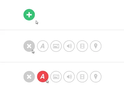Add Content Gizmo add audio close flat hover icon image location marquee stroke text video