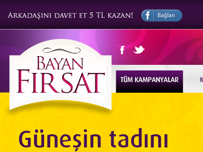 Fırsat Sitesi banner facebook header logo menu twitter