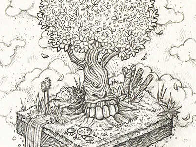 Magic tree sketch draw drawing grey illustration paper sketch tree