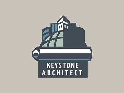 Keystone Architect 2 Logo architect art deco blue green keystone retro tan vintage