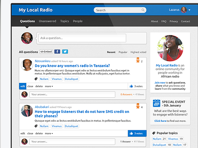 UNESCO - My Local Radio questions page knowledgebase qa radio ui website