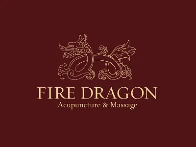 Fire Dragon Logo acupuncture brown chinese dragon fire massage tan