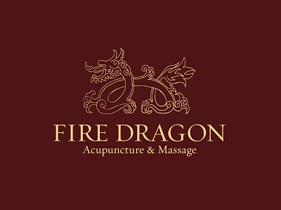 Fire Dragon Logo acupuncture brown chinese dragon fire massage tan