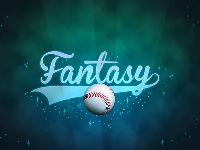 Fantasy Baseball baseball glow logo outer space script swoosh