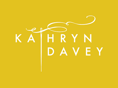 Kathryn Davey Logo Concept Idea futura logo needle sewing swash yellow