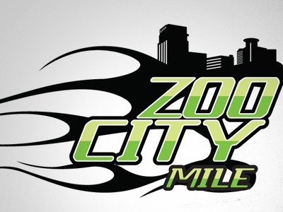 Zoo City Mile branding flames logo race running shirt sports