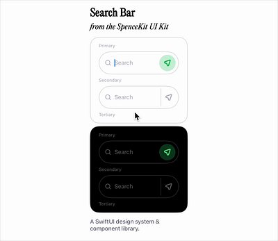 Search Bar Component bar field flat free function graphic design input ios minimal search swift swiftui text