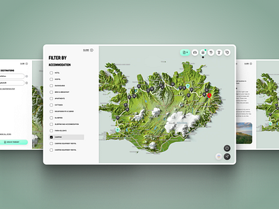 Interactive digital map | Map of Iceland design digital map directions iceland interactive itinerary map organize plan planning travel travelguide trip ui user user interface ux visit iceland