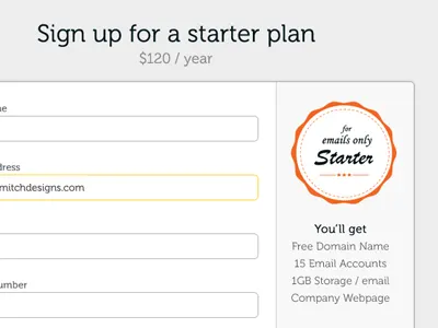 Sign up for a starter plan badge form plan sign up