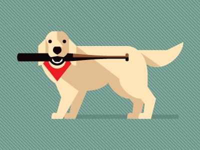 Diamond Dog baseball bat dog golden retriever sports studio simon