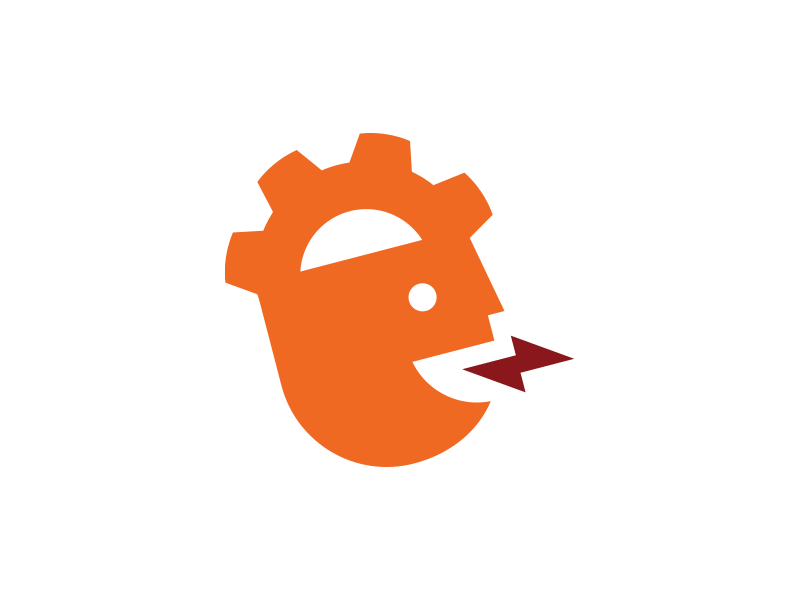 Learning Bolt bolt brand cog green head learn lightning logo orange purple smile yellow