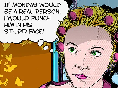 Monday grouch grouch illustration lichtenstein monday photoshop