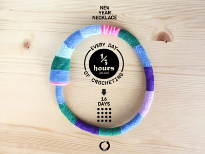 Crochet every day for 20 minutes concept crochet etsy necklace typography visualisation