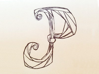 P ink letter p pen sketch