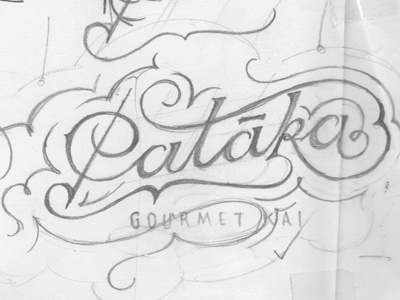 Pataka custom type filagree gourmet hand lettering ornate script