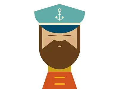 Fisherman aquatic beard fisherman illustration minimalism sailor vector
