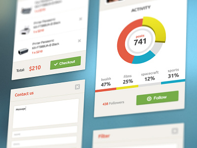 Ui Kit blue circle clean contact form fields filter green info interface ios kit light login modern new orange popup profile red search sharp shopping cart sign in slider store style ui ux web yellow