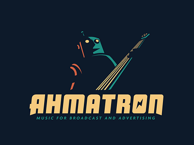 Ahmatron Logo advertising ahmatron bass bolt bot branding broadcast denmark growcase identity jam jamming jingle jingles lighting logo logotype martin ahm nielsen music music composer musician negative space robot robots rock n roll rocker tunes