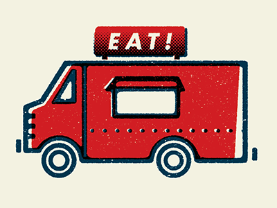 Food Truck food truck halftone icon illustration red and blue