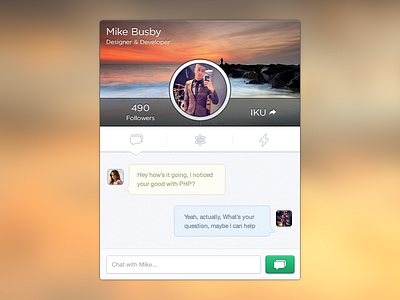 Profile Chat Concept chat cover image icons im mike busby profile toronto ui user interface widget