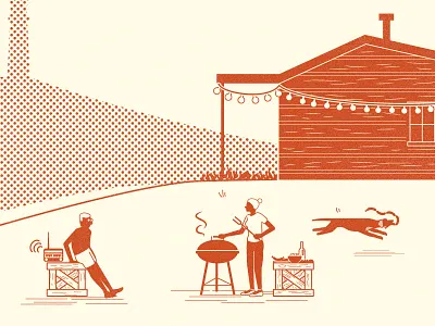 Sausage thief beach calendar design dog illustration new zealand party radio sausages