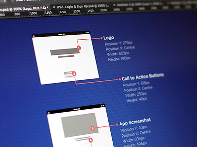 Wireframe Guide blue blueprint guide ipad labels red wireframe