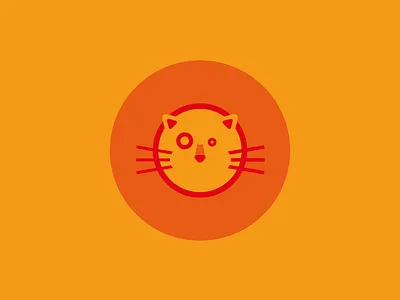 My fat cat cat icon orange round simple vector