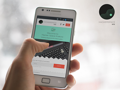 Hackerspace Krakow mobile android app circle coder galaxy geek hacker hackerspace hardware interaction logo mobile nav neerd photo planet space web