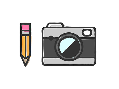 sketchy camera icons illustration pencil rough sketchy