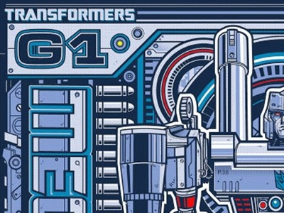 Megatron Variant acidfree art bang design eye graphics gun illo jessephilips logo me meets megaton megatron more p38 poster print robot screen the them transformers tweet walther