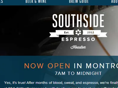 Southside Espresso website coffee houston website