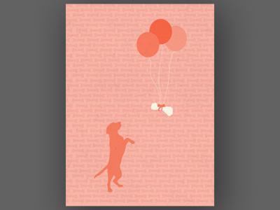 Birthday Card balloons birthday birthday card bone card dog illustration pink