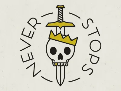 Never Stops crown illustration king skull sword