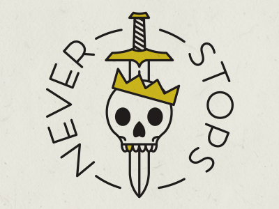 Never Stops crown illustration king skull sword