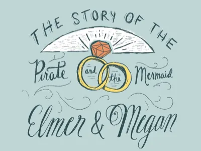 Save the Date Storybook hand drawn illustration lettering rings script wedding