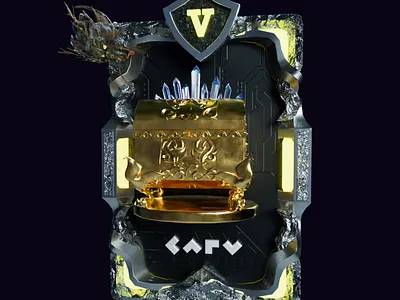 NFT Dragon treasure card-V 3d animation card dragon gem golden nft treasure
