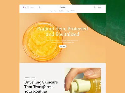 TOBOCO - Skin Care Landing Page beauty branding care clinic ecommerce elementor health landing make online page product shop skin treatment ui up webflow website wordpress