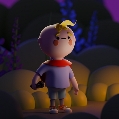 Finding Treasure 3d blender character finding treasure illustration stylized