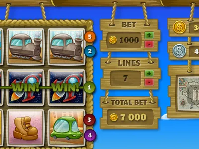 Game UI blue facebook game icons slots ui wood