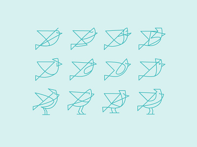 Flockin' Around animal bird birds geometric gig icon icons illustration line logo poster series