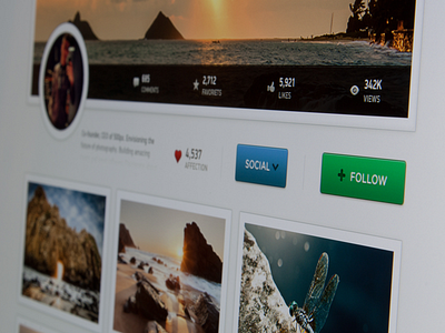 Another Profile Concept of some sort. 500px button clean crisp mike busby network photography profile profile page stats toronto ui user interface